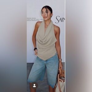 🔥🔥Zara Beige Draped Halter Top